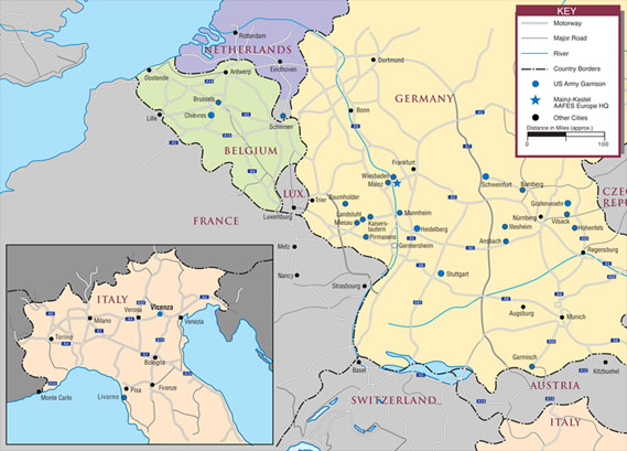 Map Of Us Army Installations In Germany